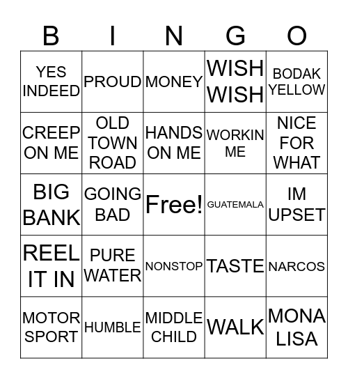 Trelow Bingo - HipHop Edition Bingo Card