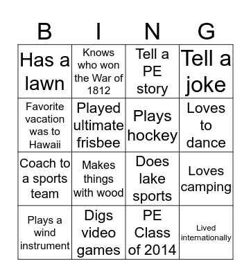 Poll Everywhere People Bingo Card