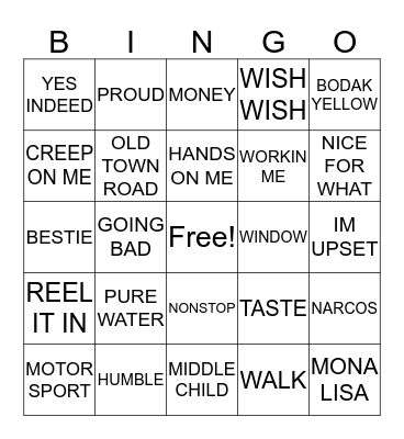 Trelow Bingo - HipHop Edition Bingo Card