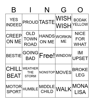 Trelow Bingo - HipHop Edition Bingo Card