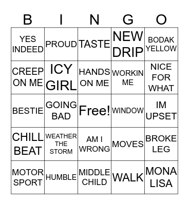 Trelow Bingo - HipHop Edition Bingo Card