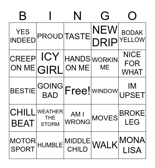 Trelow Bingo - HipHop Edition Bingo Card