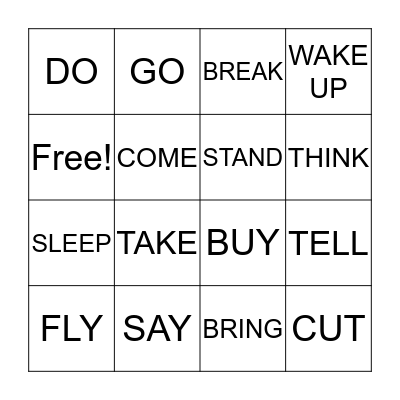 Irregular verbs BINGO Card