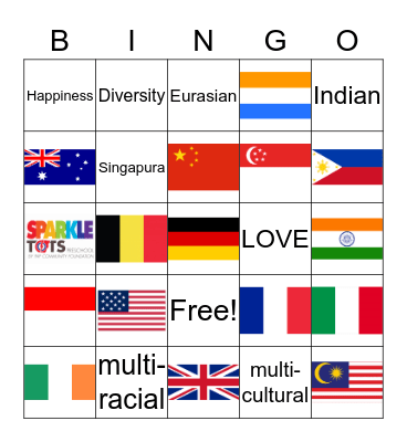 PCF Sparkletots Preschool  PO987D Racial Harmony  Bingo Card