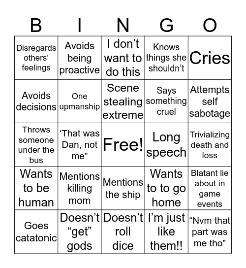 Ana Bingo Card