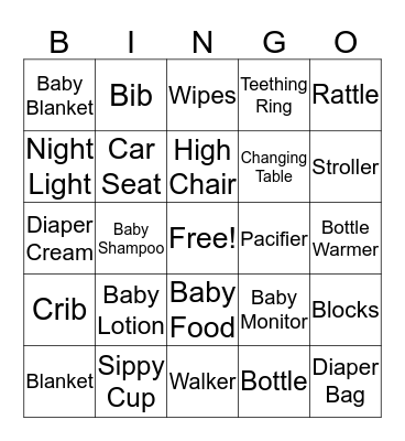 Baby Bingo Card