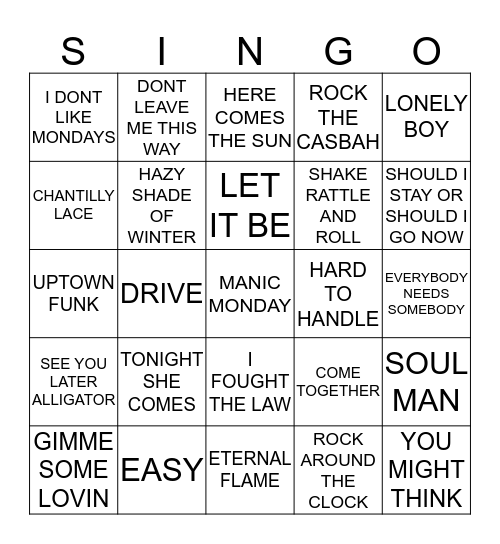 392 ARTISTS STARTING WITH THE LETTER T #2 Bingo Card
