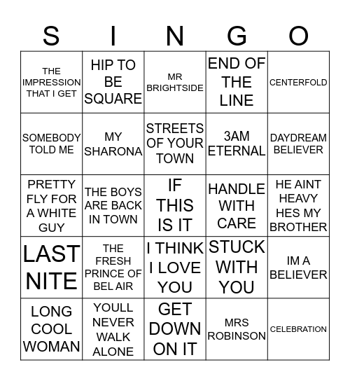 394 ARTISTS STARTING WITH THE LETTER T #4 Bingo Card