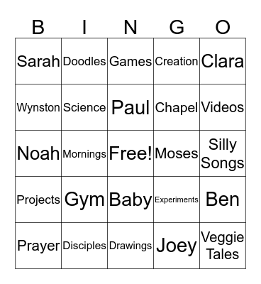 Summer Camp Bingo Card