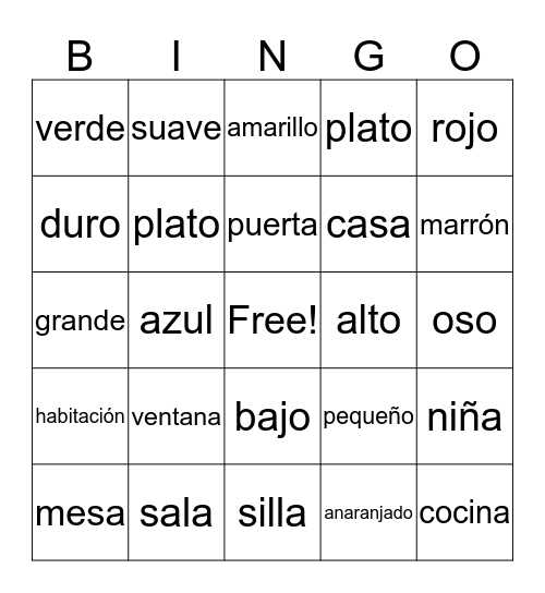 Ricitos de Oro Bingo Card