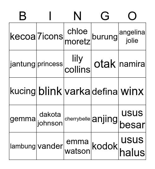 Pembodohan diri Bingo Card