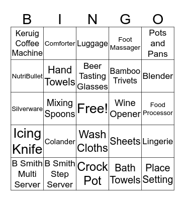 Caitlin's Bridal Shower Bingo Card