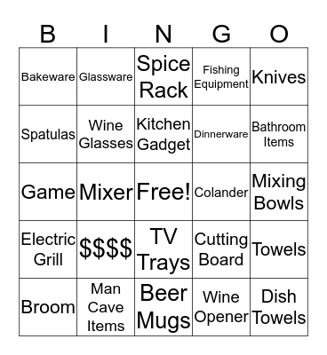 Bridal Shower Bingo Card