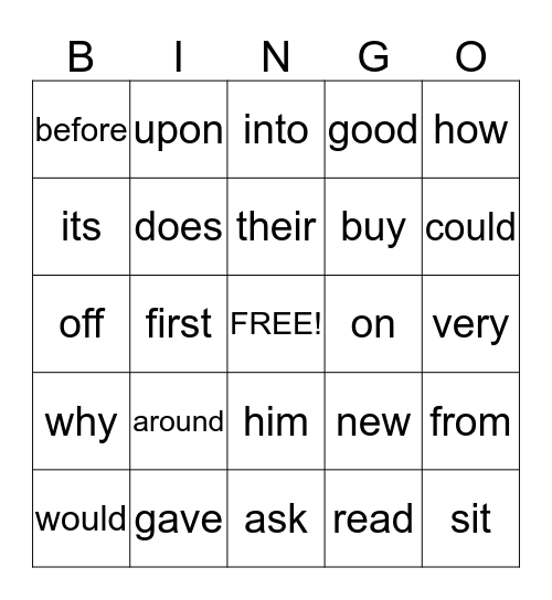 Sight Words Grade 2 Bingo Card