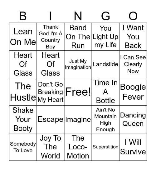 LRG Music Bingo Card