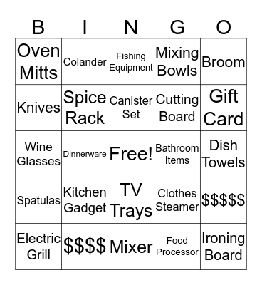 Bridal Shower Bingo Card