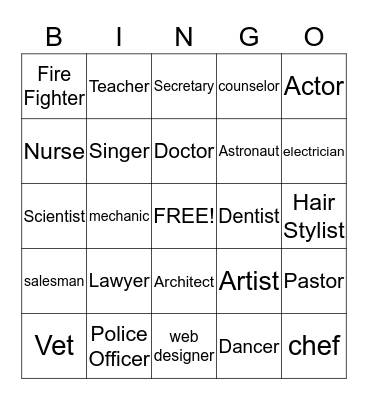 Career Bingo Card