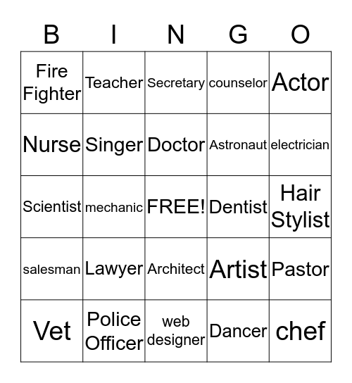 Career Bingo Card