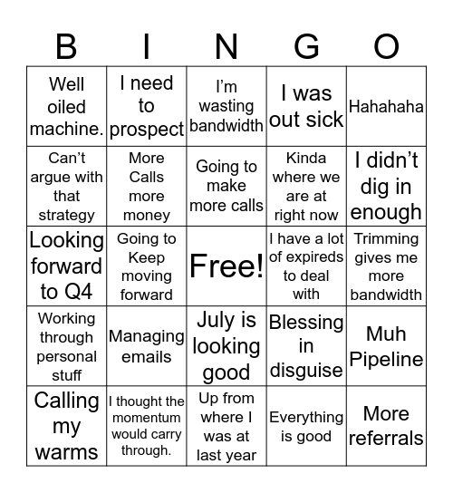 Hood Meeting Bingo Card