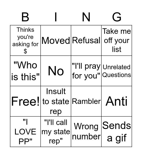 Hustle Bingo Card