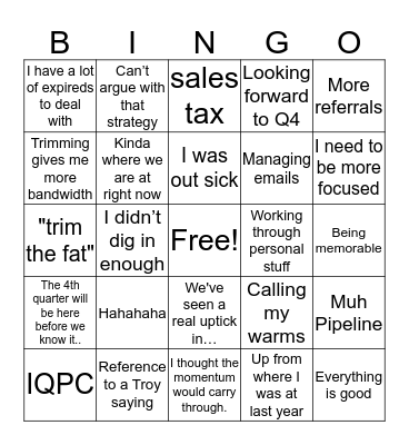 Hood Meeting Bingo Card