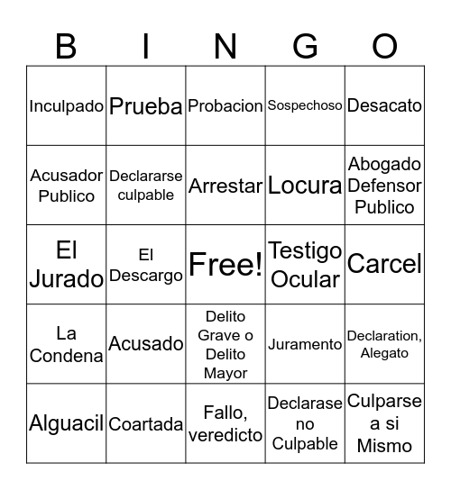 Competency Bingo Card