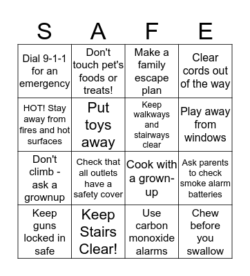 Home Safety Bingo! Bingo Card