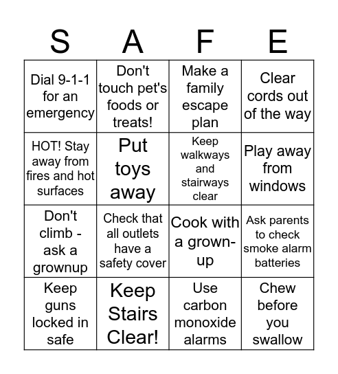 Home Safety Bingo! Bingo Card