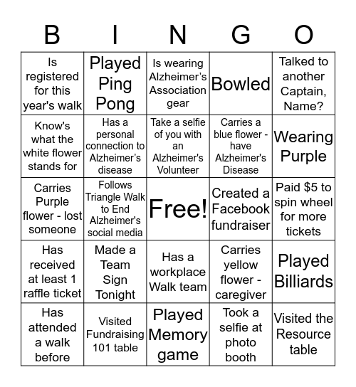 Kickoff Bingo Card