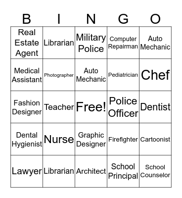 Career Bingo Card