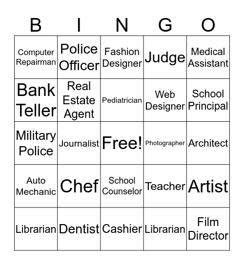 Career Bingo Card