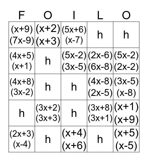 FOIL METHOD Bingo Card