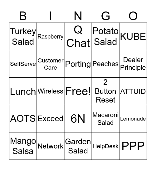 Summer Lingo Bingo Card