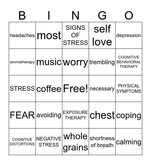 Bingo About Anxiety Bingo Card