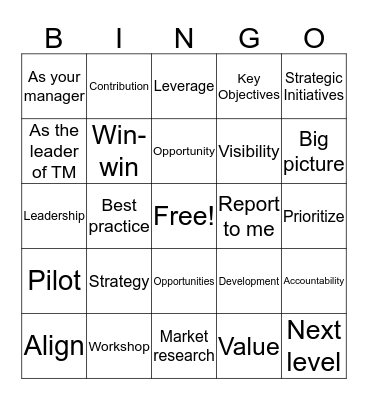 Meeting Fun Bingo Card