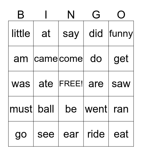 yellow and orange rainbow words Bingo Card
