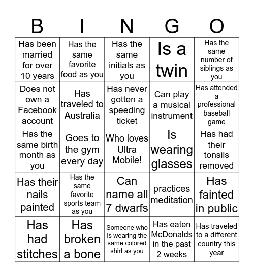 Find Someone Who... Bingo Card