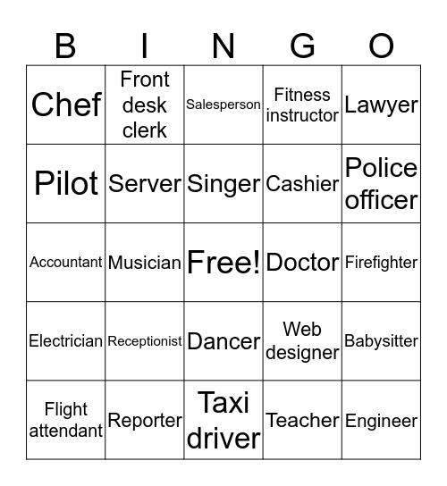 Jobs Bingo Card