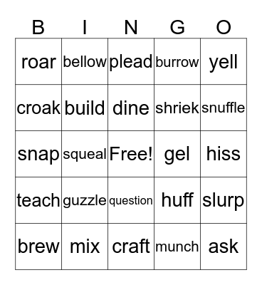 verbs part 1 Bingo Card