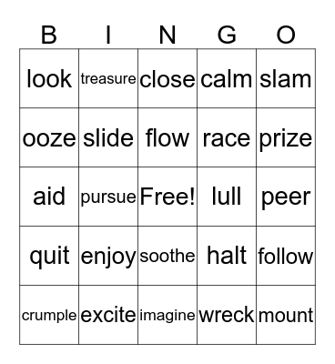 verbs part 2 Bingo Card