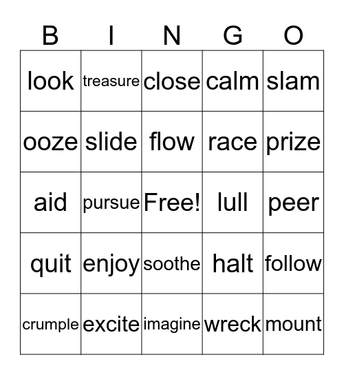 verbs part 2 Bingo Card