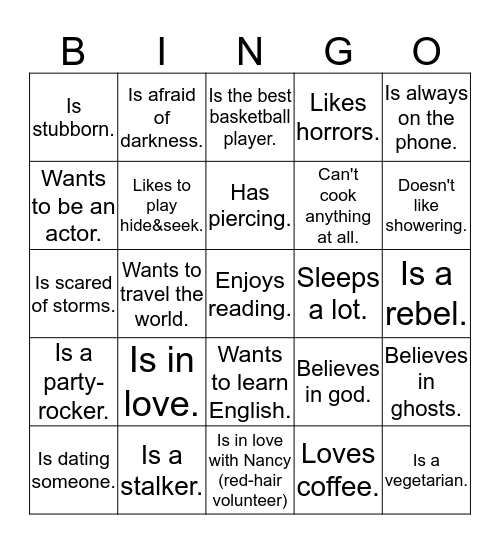 Find some who: Bingo Card