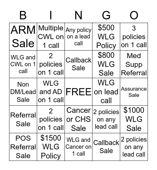 DSC Bingo Card