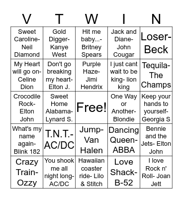 Motorworks Music Bingo Card