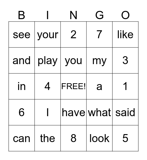 Koda's Bingo Card