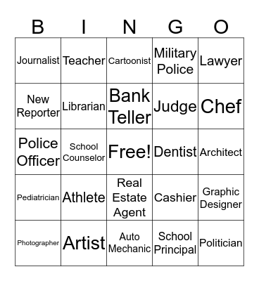 Career Bingo Card