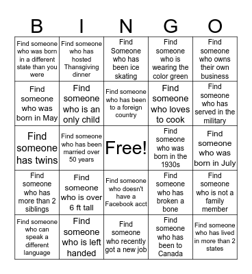 Macon Family Bingo Card