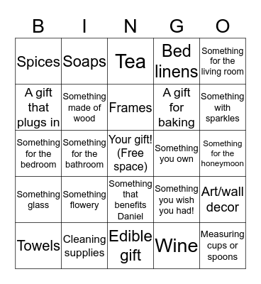 Josi's Gift Opening Bingo Card