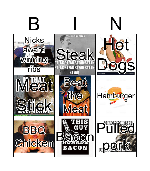 Beat the Meat Bingo Card
