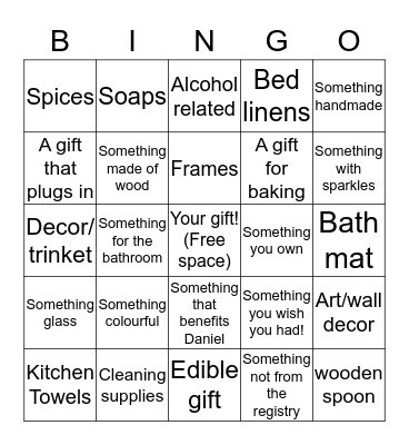 Josi's Gift Opening Bingo Card